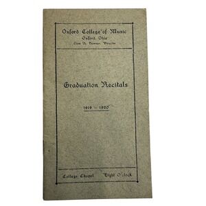 Oxford College Music Graduation Recitals 1919-1920 Program Booklet Ohio Vintage